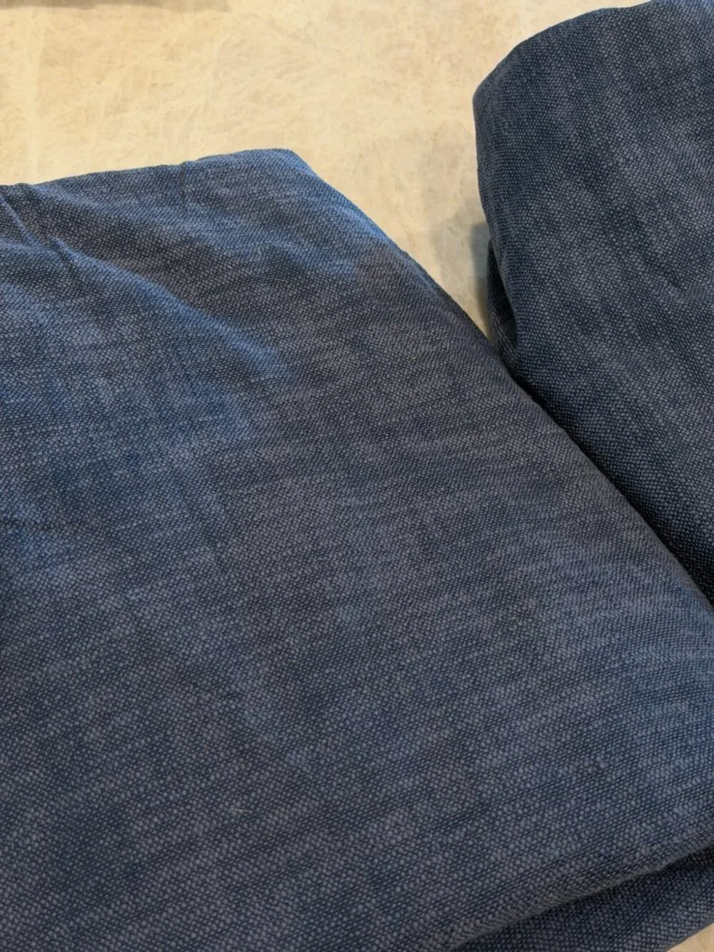 Pottery Barn Set of 2 Blue Textured Blackout Curtains 50x96 Cotton Drapes